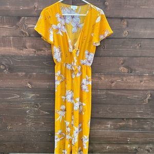 Revolve Superdown Yellow Floral Print Pants Jumpsuit Size xxs